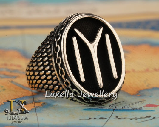 Kayi Tribe Ring - Dirilis Ertugrul Ring - IYI Kayi Symbol Ring - Kayi Tribe Silver Men's Ring - Sterling Silver 925 Turkish Men's Ring