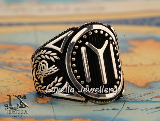 Kayi Tribe Ring - Dirilis Ertugrul Ring - IYI Kayi Symbol Ring - Kayi Tribe Silver Men's Ring - Sterling Silver 925 Turkish Men's Ring