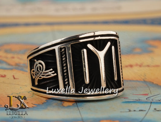 Kayi Tribe Ring - Dirilis Ertugrul Ring - IYI Kayi Symbol Ring - Kayi Tribe Silver Men's Ring - Sterling Silver 925 Turkish Men's Ring