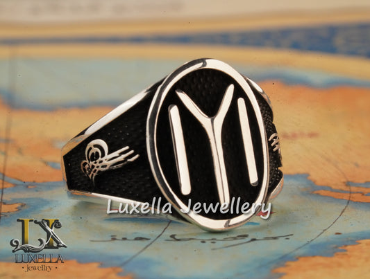 Kayi Tribe Ring - Dirilis Ertugrul Ring - IYI Kayi Symbol Ring - Kayi Tribe Silver Men's Ring - Sterling Silver 925 Turkish Men's Ring