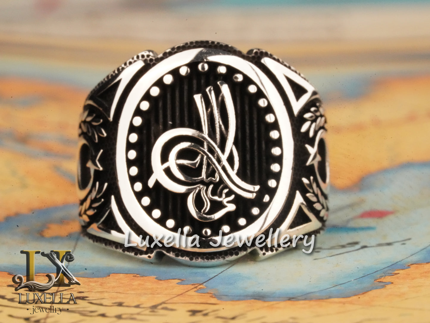 Ottoman Tugra Ring - Ottoman Signature Ring - Ottoman Sultan's Seal Ring - Turkish Calligraphy Ring - Ottoman Ring - Sterling Silver 925 Men's Ring