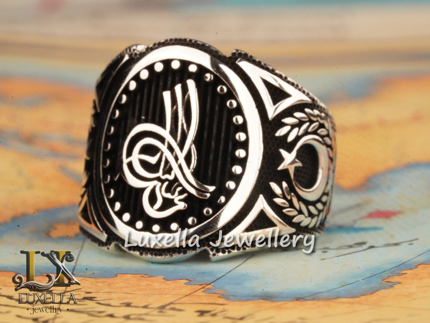 Ottoman Tugra Ring - Ottoman Signature Ring - Ottoman Sultan's Seal Ring - Turkish Calligraphy Ring - Ottoman Ring - Sterling Silver 925 Men's Ring