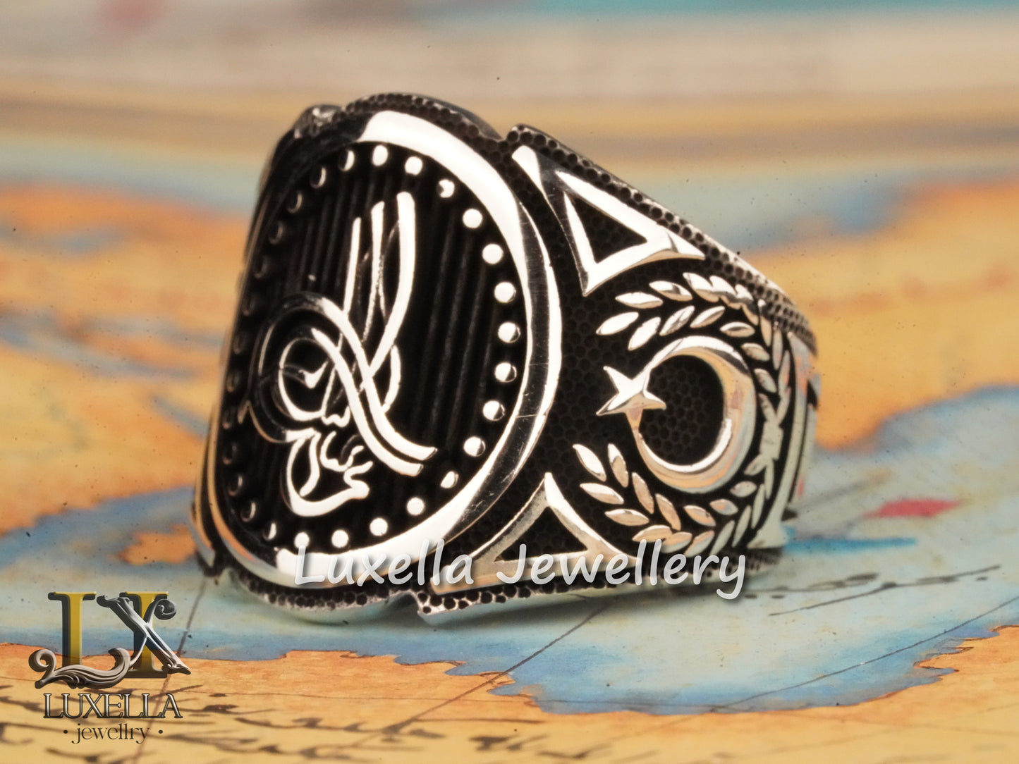 Ottoman Tugra Ring - Ottoman Signature Ring - Ottoman Sultan's Seal Ring - Turkish Calligraphy Ring - Ottoman Ring - Sterling Silver 925 Men's Ring