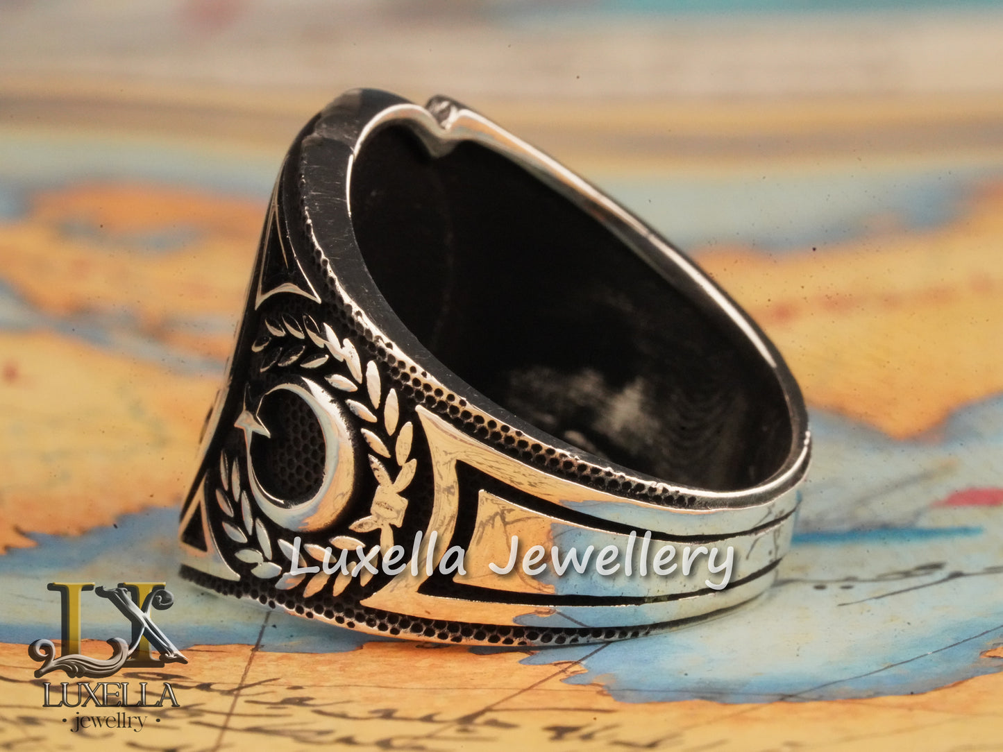 Ottoman Tugra Ring - Ottoman Signature Ring - Ottoman Sultan's Seal Ring - Turkish Calligraphy Ring - Ottoman Ring - Sterling Silver 925 Men's Ring