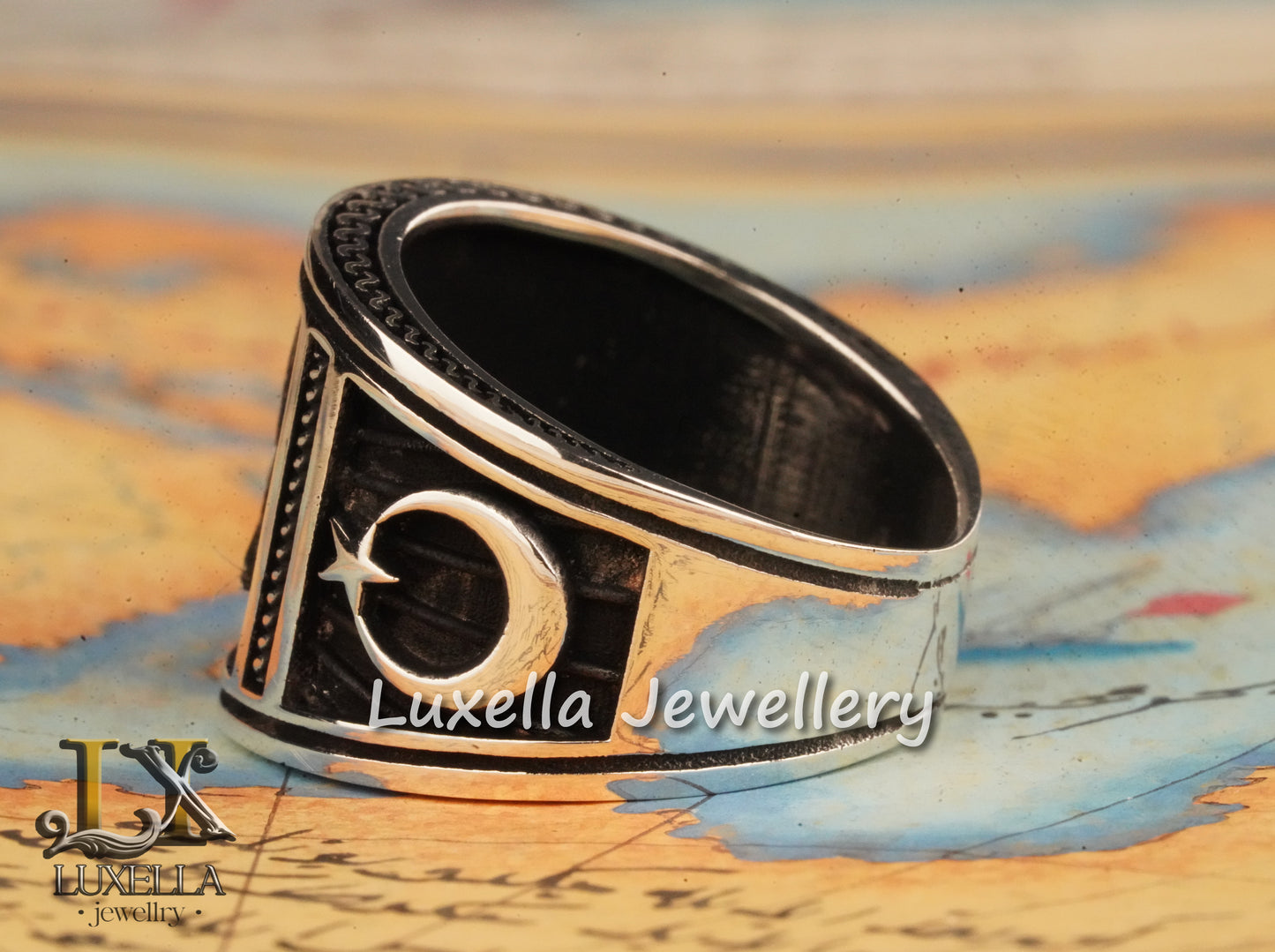 Ottoman Tugra Ring - Ottoman Signature Ring - Ottoman Sultan's Seal Ring - Turkish Calligraphy Ring - Ottoman Ring - Sterling Silver 925 Men's Ring