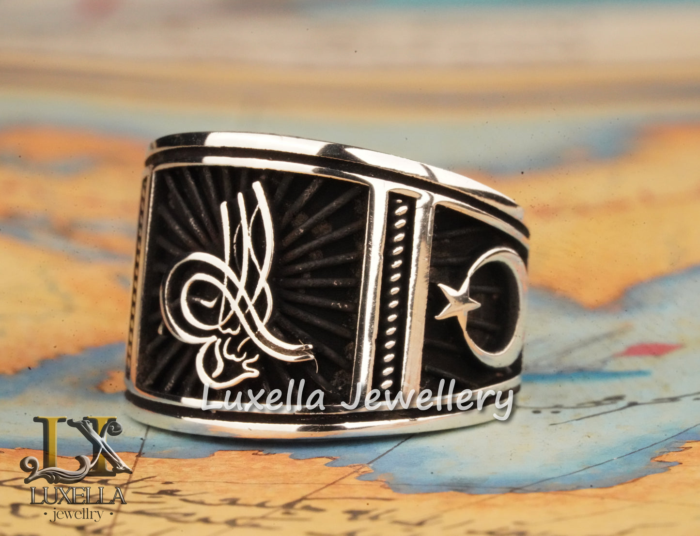 Ottoman Tugra Ring - Ottoman Signature Ring - Ottoman Sultan's Seal Ring - Turkish Calligraphy Ring - Ottoman Ring - Sterling Silver 925 Men's Ring