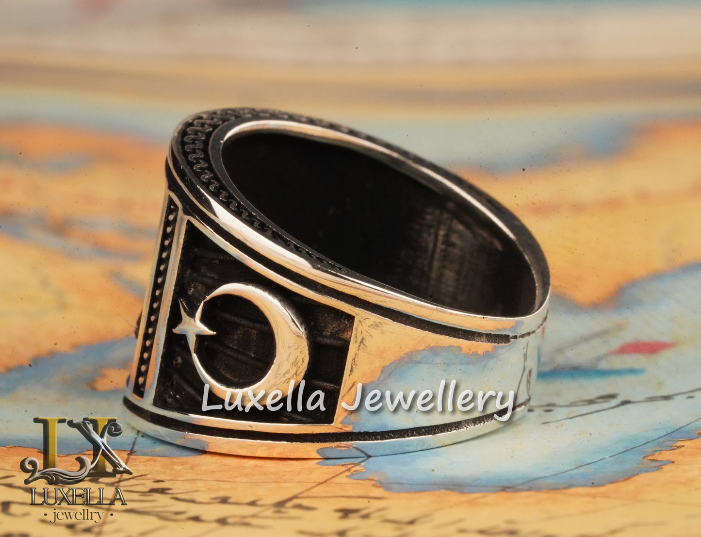 Ottoman Tugra Ring - Ottoman Signature Ring - Ottoman Sultan's Seal Ring - Turkish Calligraphy Ring - Ottoman Ring - Sterling Silver 925 Men's Ring