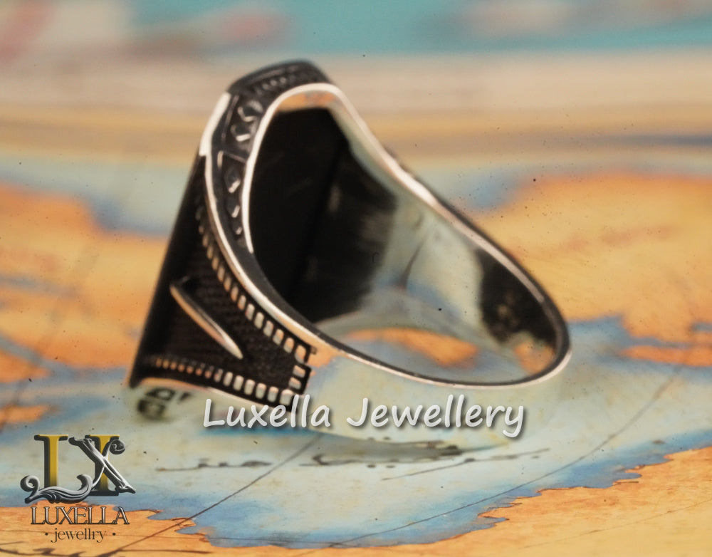 Ottoman Empire Amblem Men's Ring - Ottoman Empire Turkish Ring - Turkish Men's Ring - Ottoman Empire Silver Men's Ring - Sterling Silver 925 Men's Ring