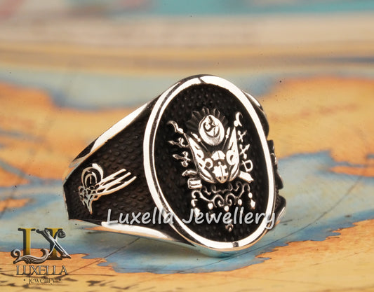 Ottoman Empire Amblem Men's Ring - Ottoman Empire Turkish Ring - Turkish Men's Ring - Ottoman Empire Silver Men's Ring - Sterling Silver 925 Men's Ring