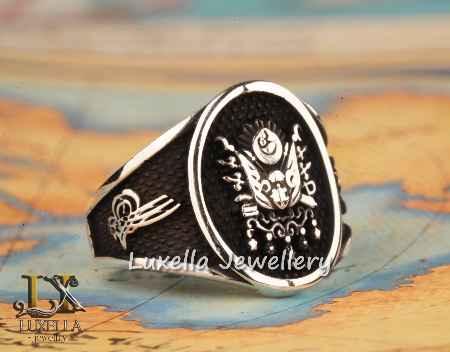 Ottoman Empire Amblem Men's Ring - Ottoman Empire Turkish Ring - Turkish Men's Ring - Ottoman Empire Silver Men's Ring - Sterling Silver 925 Men's Ring