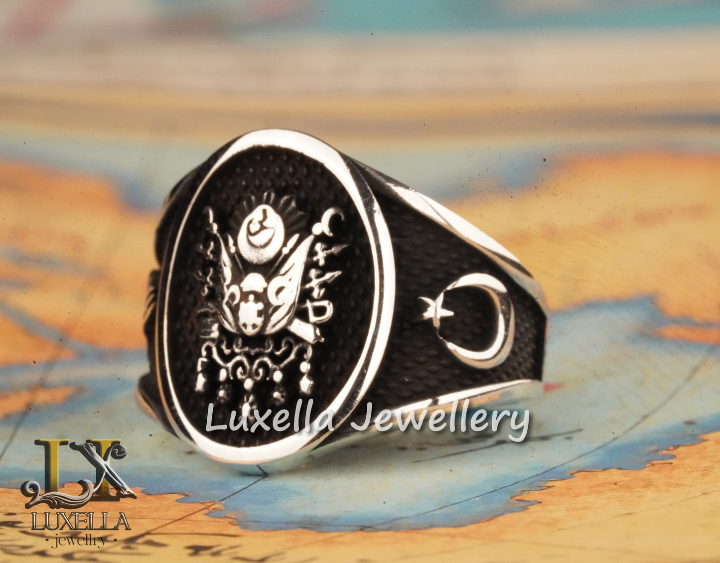 Ottoman Empire Amblem Men's Ring - Ottoman Empire Turkish Ring - Turkish Men's Ring - Ottoman Empire Silver Men's Ring - Sterling Silver 925 Men's Ring