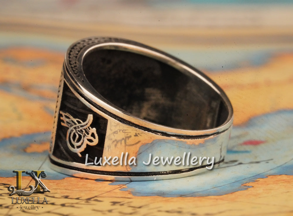 Turkish Flag Ring - Turkish Moon Star Ring - Symbol of Islam Moon Star Ring - Turkish Men's Ring - Sterling Silver 925 Men's Ring