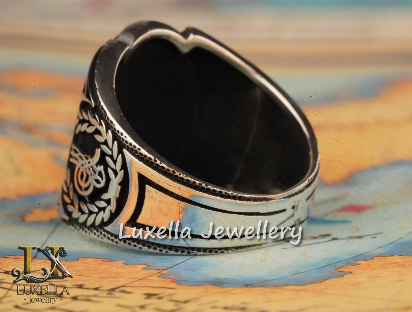 Turkish Flag Ring - Turkish Moon Star Ring - Symbol of Islam Moon Star Ring - Turkish Men's Ring - Sterling Silver 925 Men's Ring