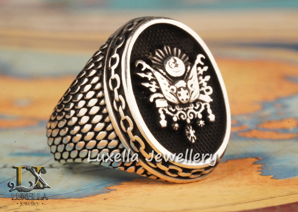 Ottoman Empire Amblem Men's Ring - Ottoman Empire Turkish Ring - Turkish Men's Ring - Ottoman Empire Silver Men's Ring - Sterling Silver 925 Men's Ring