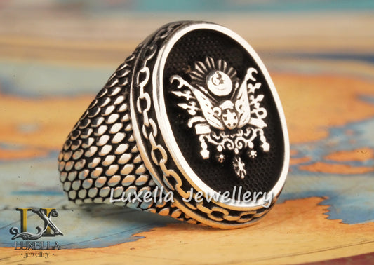 Ottoman Empire Amblem Men's Ring - Ottoman Empire Turkish Ring - Turkish Men's Ring - Ottoman Empire Silver Men's Ring - Sterling Silver 925 Men's Ring