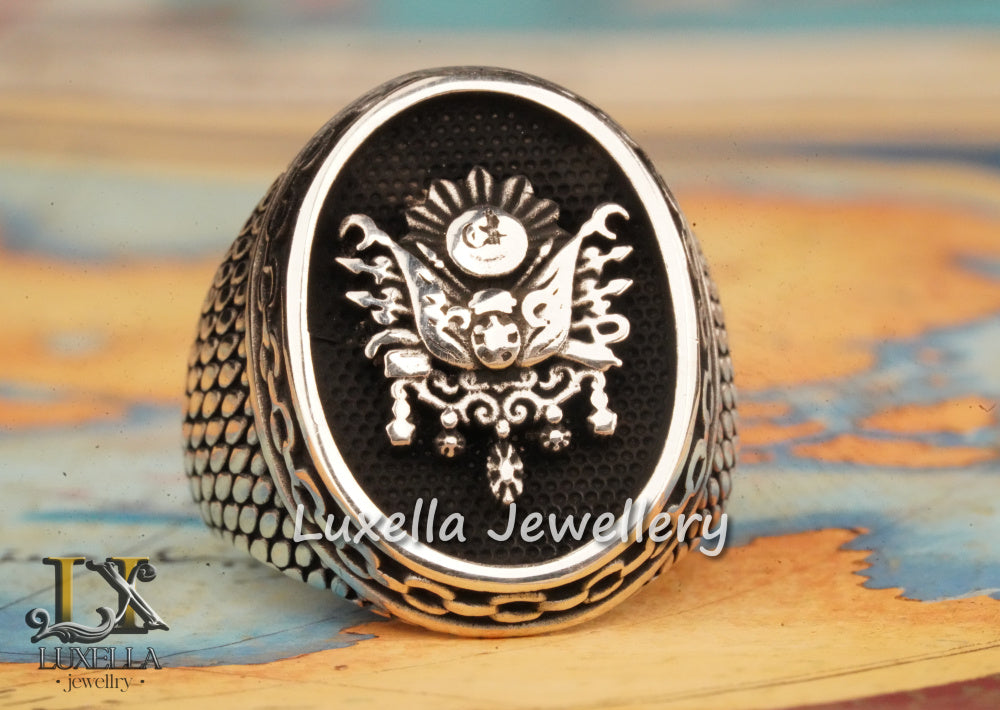 Ottoman Empire Amblem Men's Ring - Ottoman Empire Turkish Ring - Turkish Men's Ring - Ottoman Empire Silver Men's Ring - Sterling Silver 925 Men's Ring