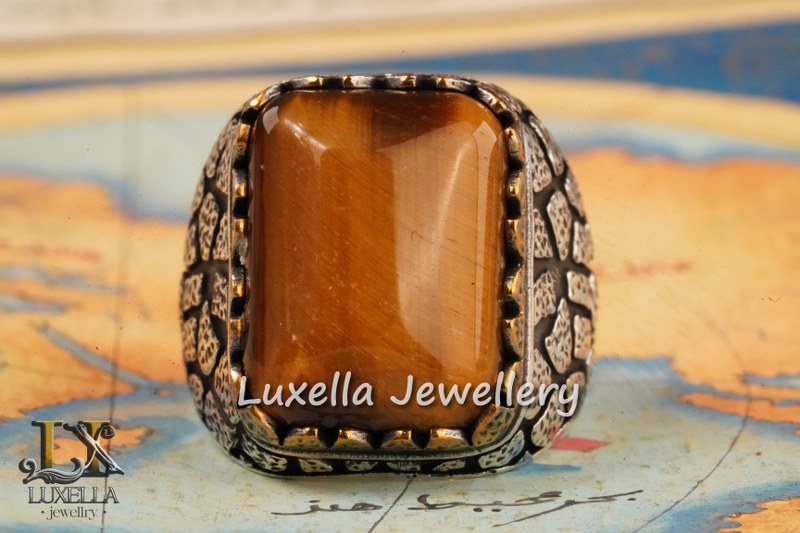 Sterling Silver Tiger's Eye Men's Ring - Handcrafted Unique Silver Ring for Men