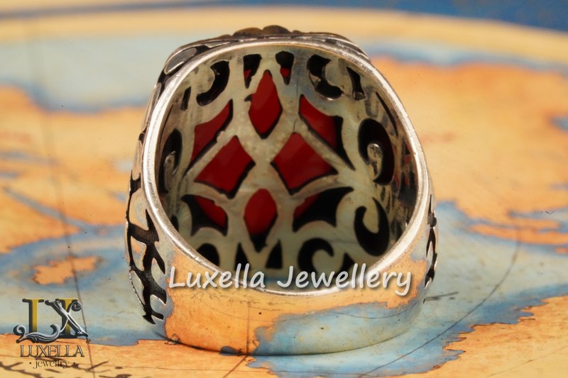 Sterling Silver Agate Men's Ring - Unique Handcrafted Jewelry for Men