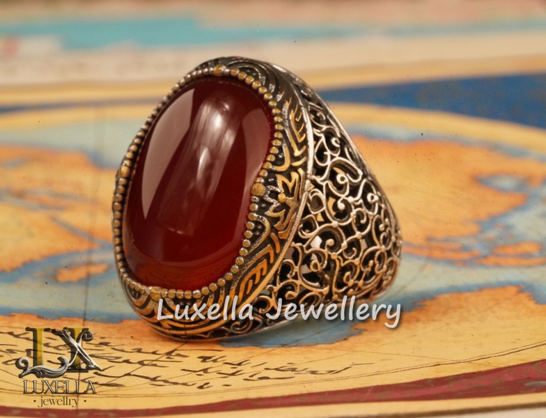 Sterling Silver Agate Men's Ring - Unique Handcrafted Statement Ring For Men