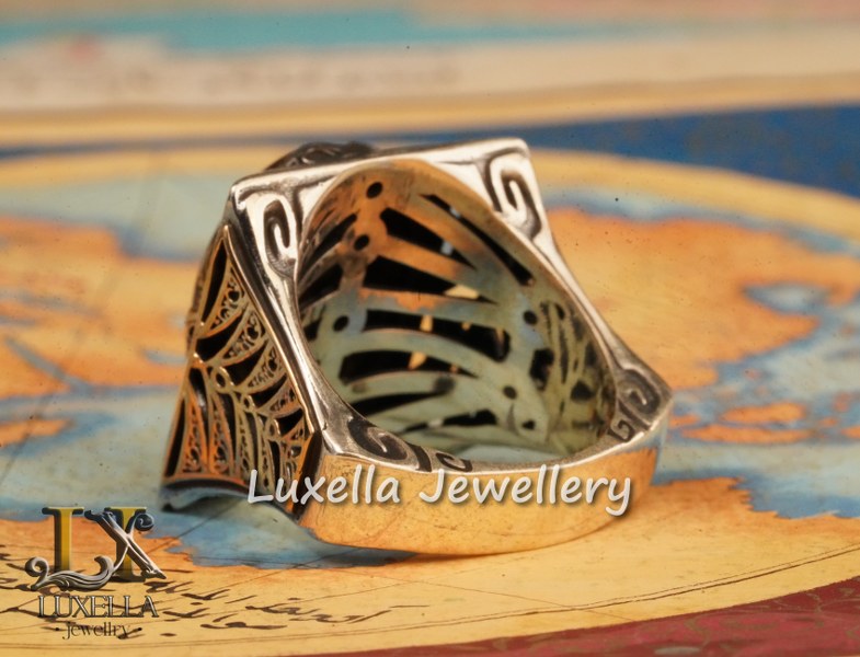 Sterling Silver Tiger's Eye Men's Ring - Handcrafted Unique Silver Ring for Men