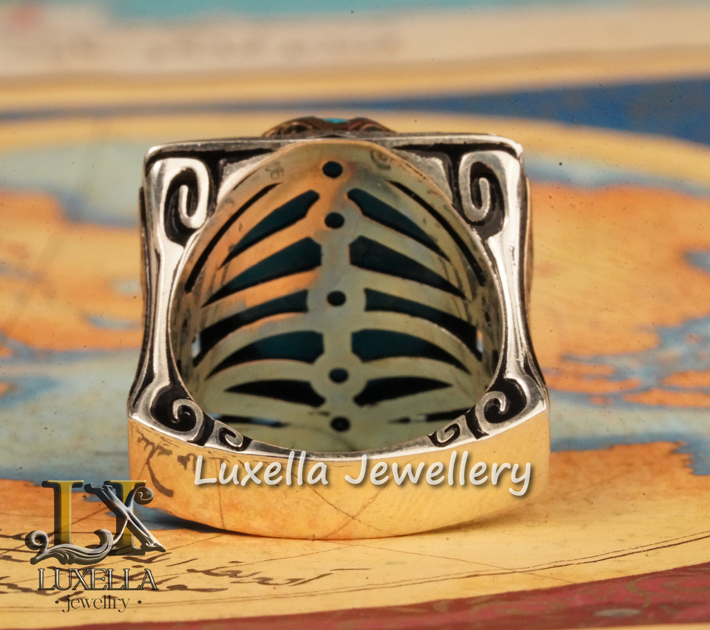 Sterling Silver Turquoise Men's Ring - Handcrafted Statement Jewelry for Men