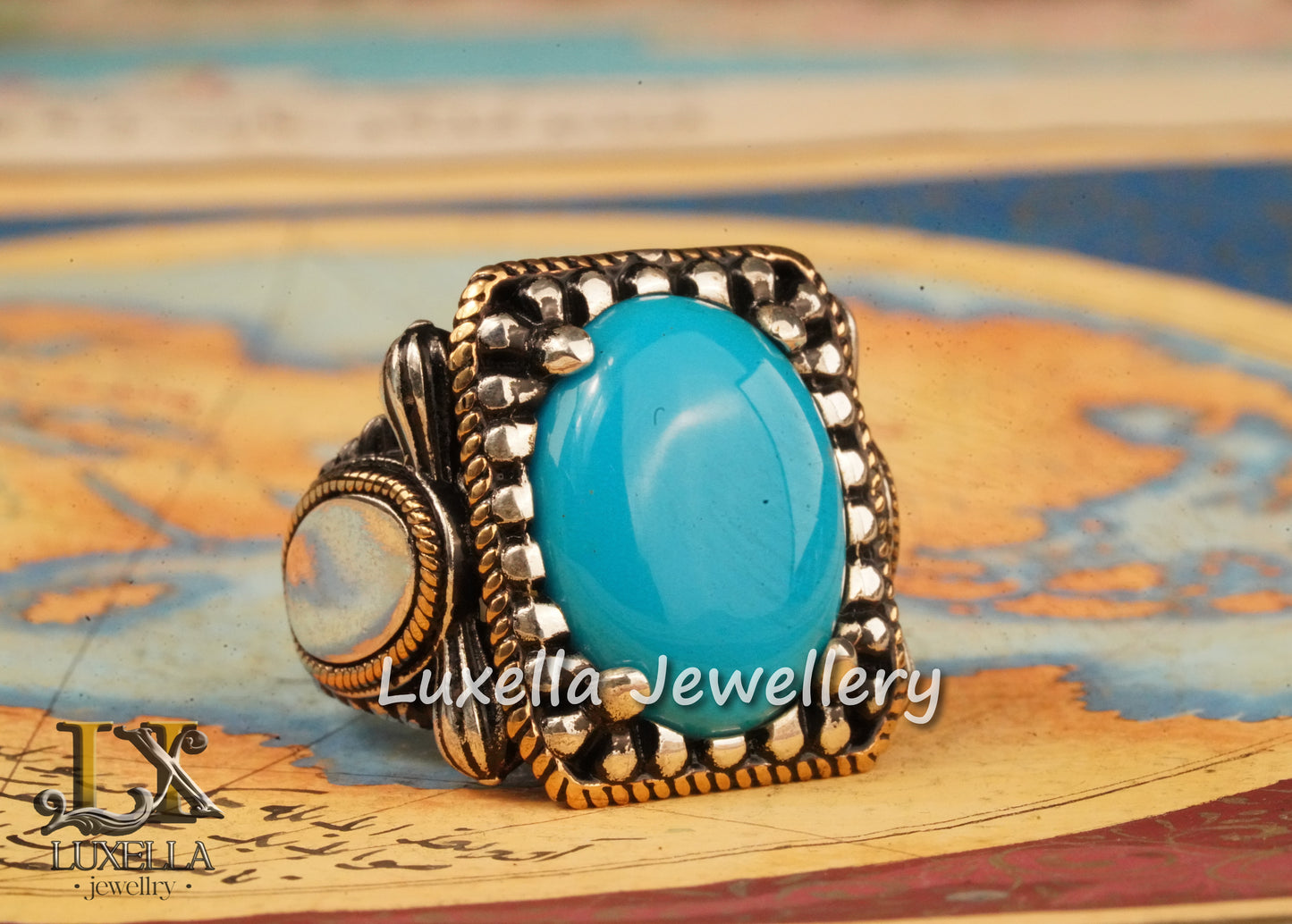 Sterling Silver Turquoise Men's Ring - Handcrafted Statement Jewelry for Men