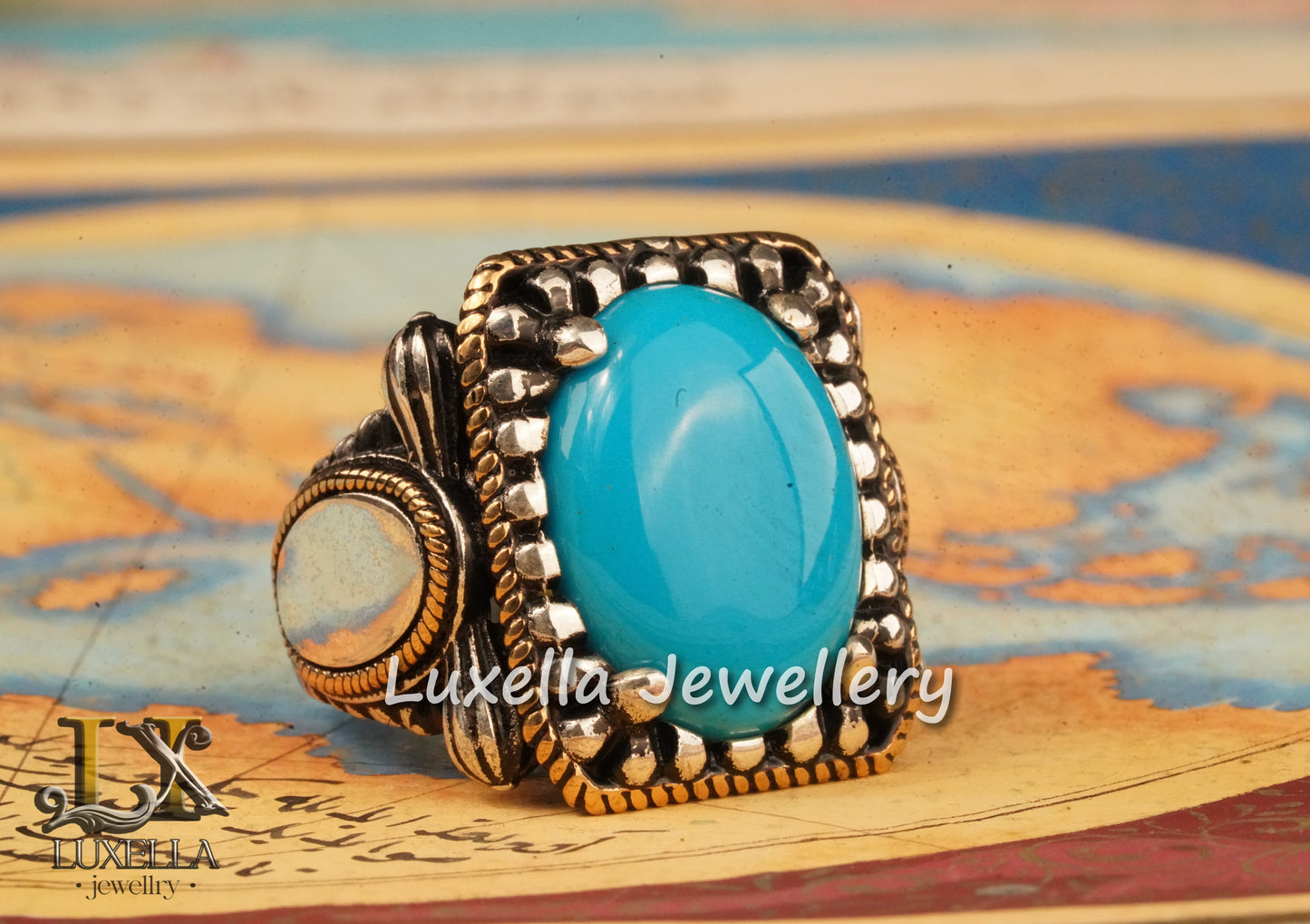 Sterling Silver Turquoise Men's Ring - Handcrafted Statement Jewelry for Men