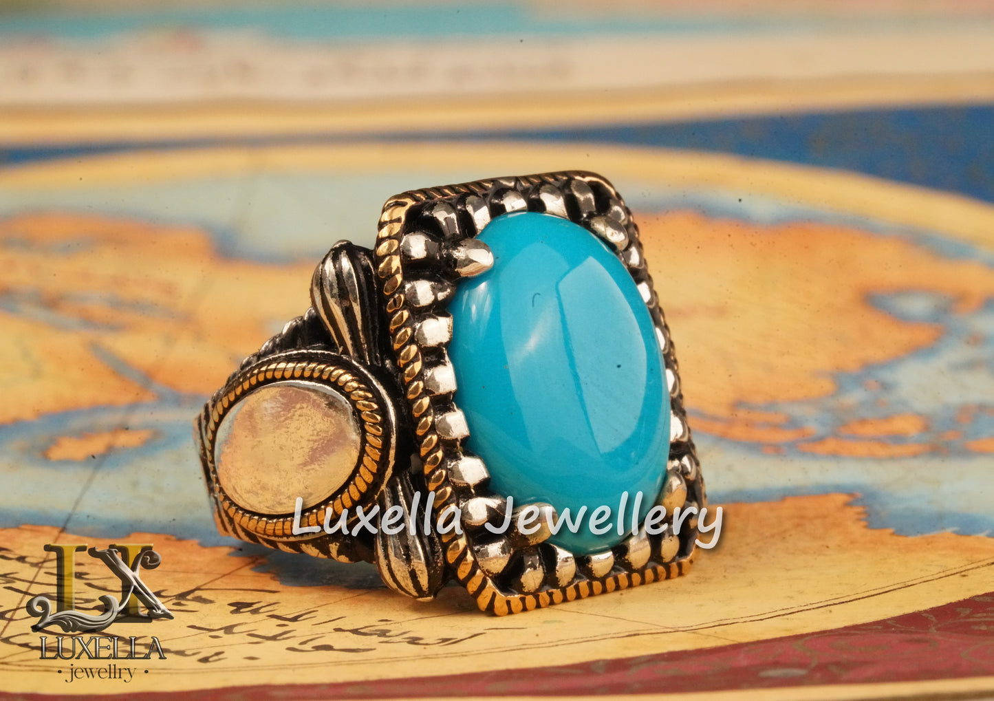 Sterling Silver Turquoise Men's Ring - Handcrafted Statement Jewelry for Men