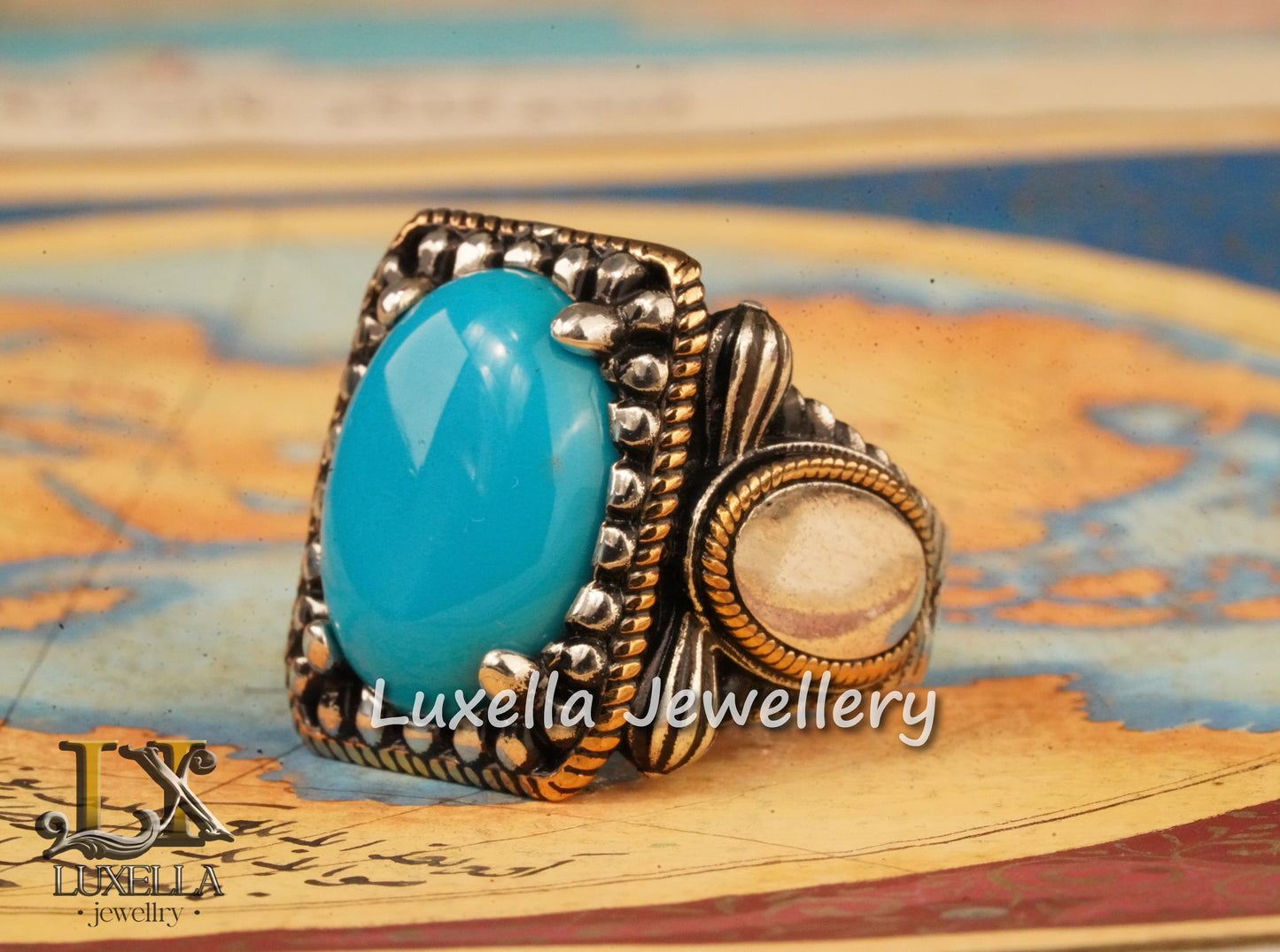 Sterling Silver Turquoise Men's Ring - Handcrafted Statement Jewelry for Men