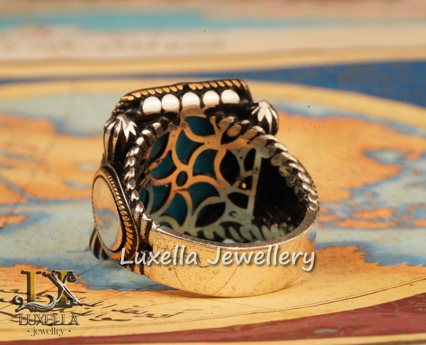 Sterling Silver Turquoise Men's Ring - Handcrafted Statement Jewelry for Men