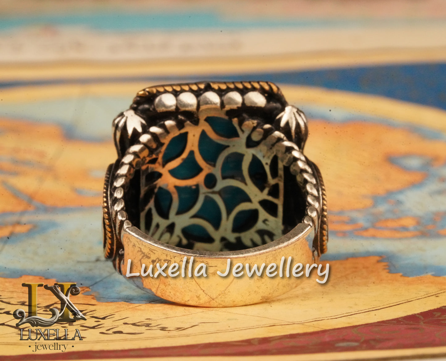 Sterling Silver Turquoise Men's Ring - Handcrafted Statement Jewelry for Men