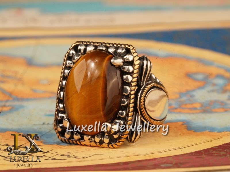 Sterling Silver Tiger's Eye Men's Ring - Handcrafted Unique Silver Ring for Men