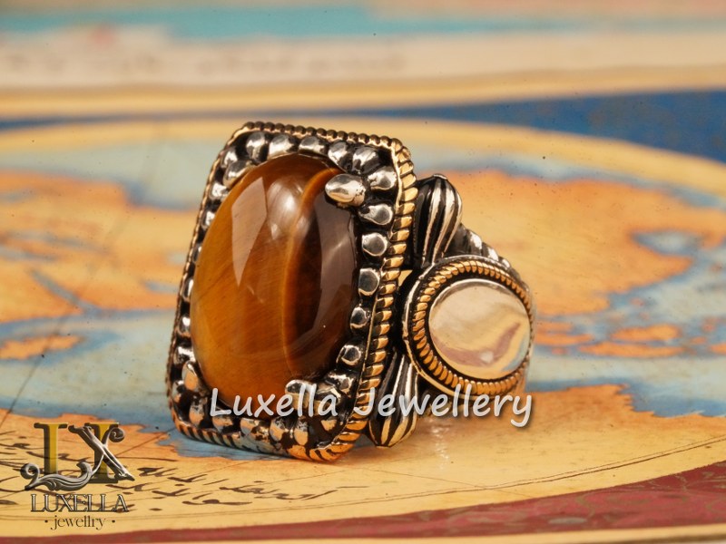 Sterling Silver Tiger's Eye Men's Ring - Handcrafted Unique Silver Ring for Men