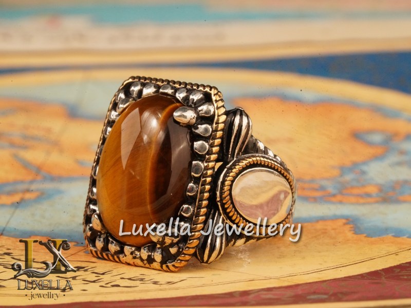 Sterling Silver Tiger's Eye Men's Ring - Handcrafted Unique Silver Ring for Men