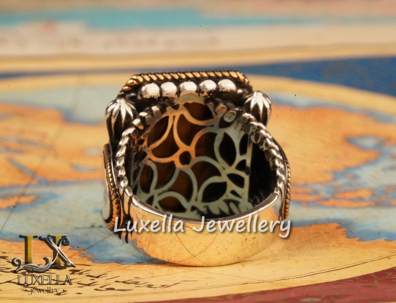 Sterling Silver Tiger's Eye Men's Ring - Handcrafted Unique Silver Ring for Men