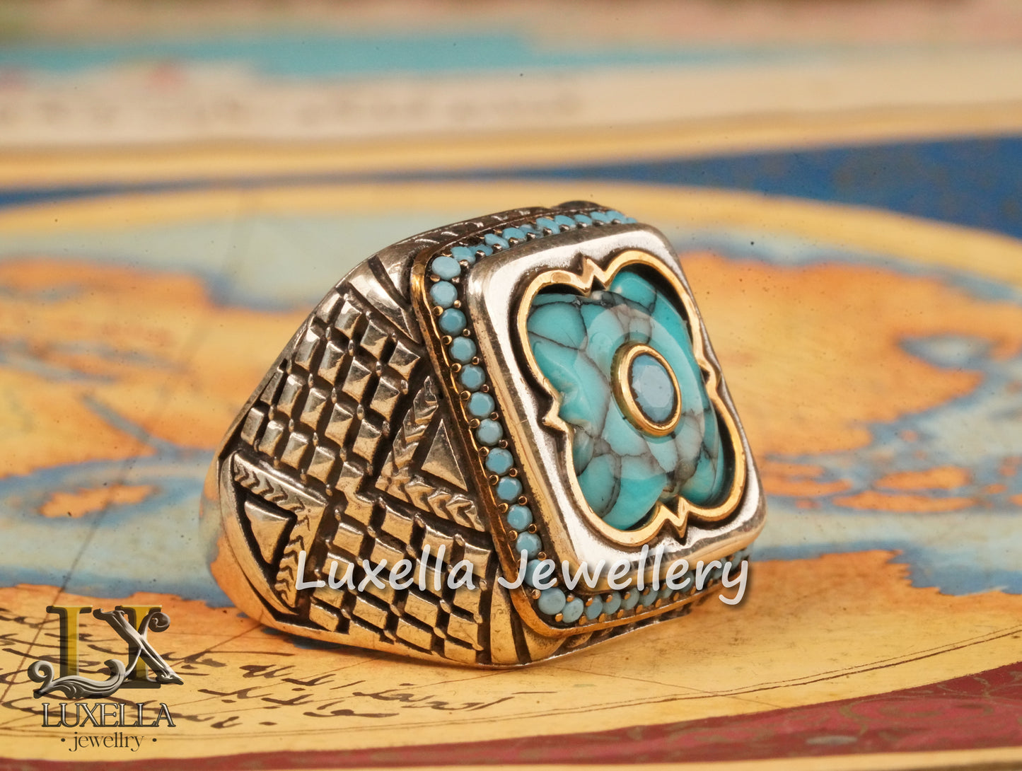 Sterling Silver Turquoise Men's Ring - Handcrafted Statement Jewelry for Men