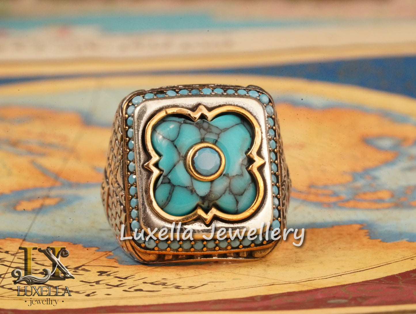 Sterling Silver Turquoise Men's Ring - Handcrafted Statement Jewelry for Men