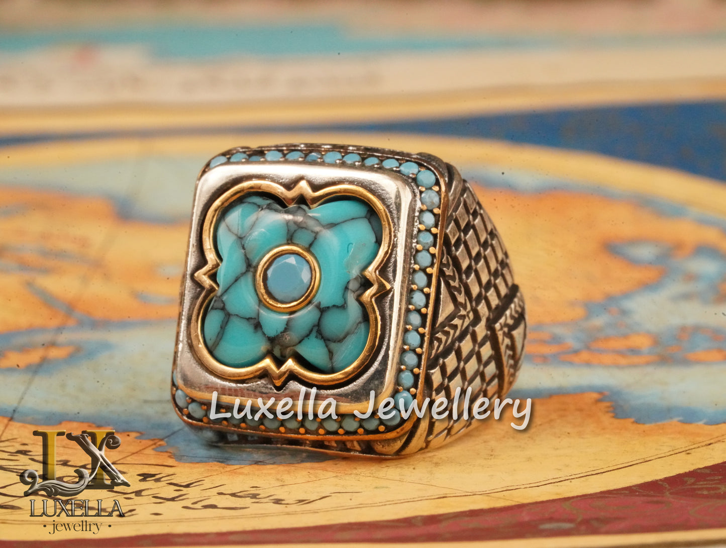 Sterling Silver Turquoise Men's Ring - Handcrafted Statement Jewelry for Men