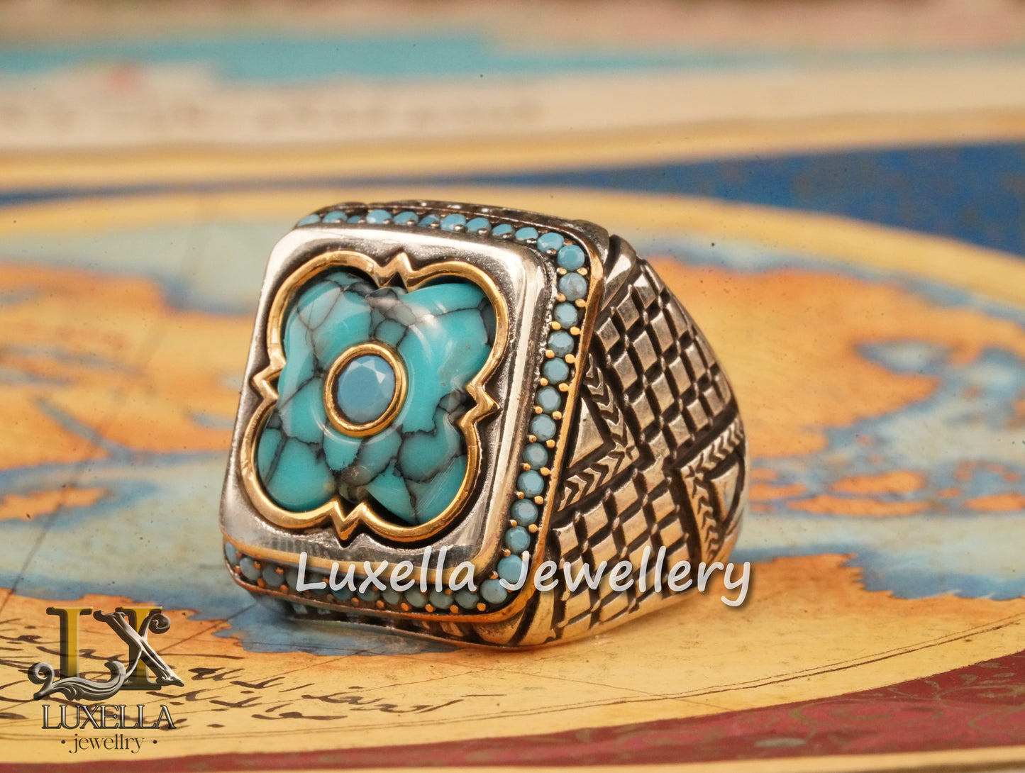 Sterling Silver Turquoise Men's Ring - Handcrafted Statement Jewelry for Men