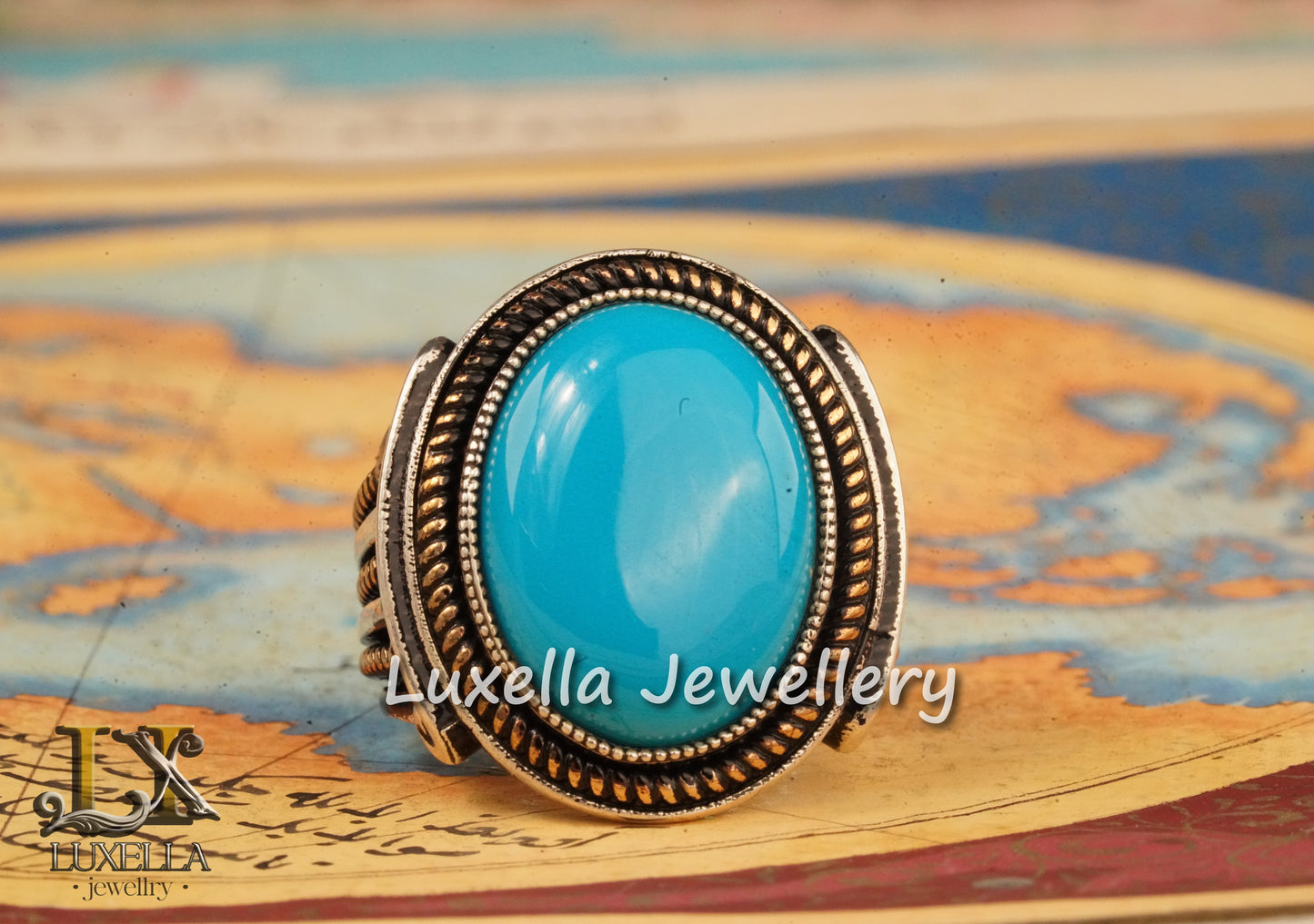 Sterling Silver Turquoise Men's Ring - Handcrafted Statement Jewelry for Men