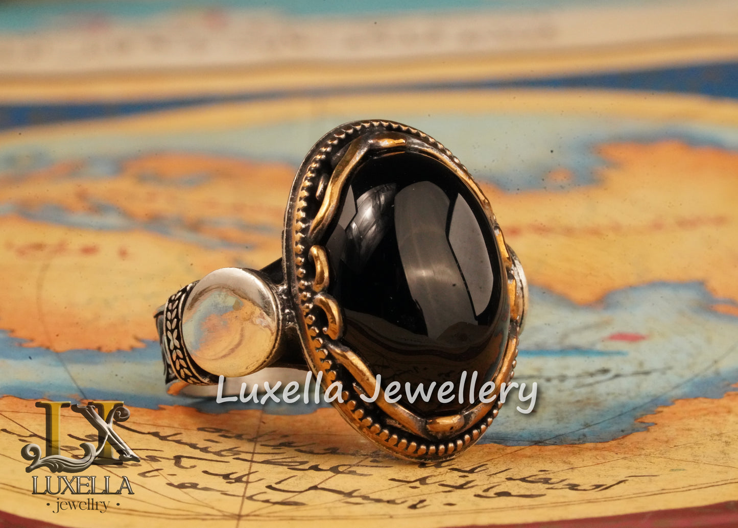 Sterling Silver 925 Onyx Men's Ring -Unique Handmade Men's Ring - Men's Onyx Ring