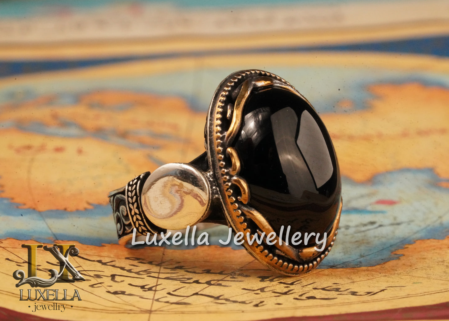 Sterling Silver 925 Onyx Men's Ring -Unique Handmade Men's Ring - Men's Onyx Ring