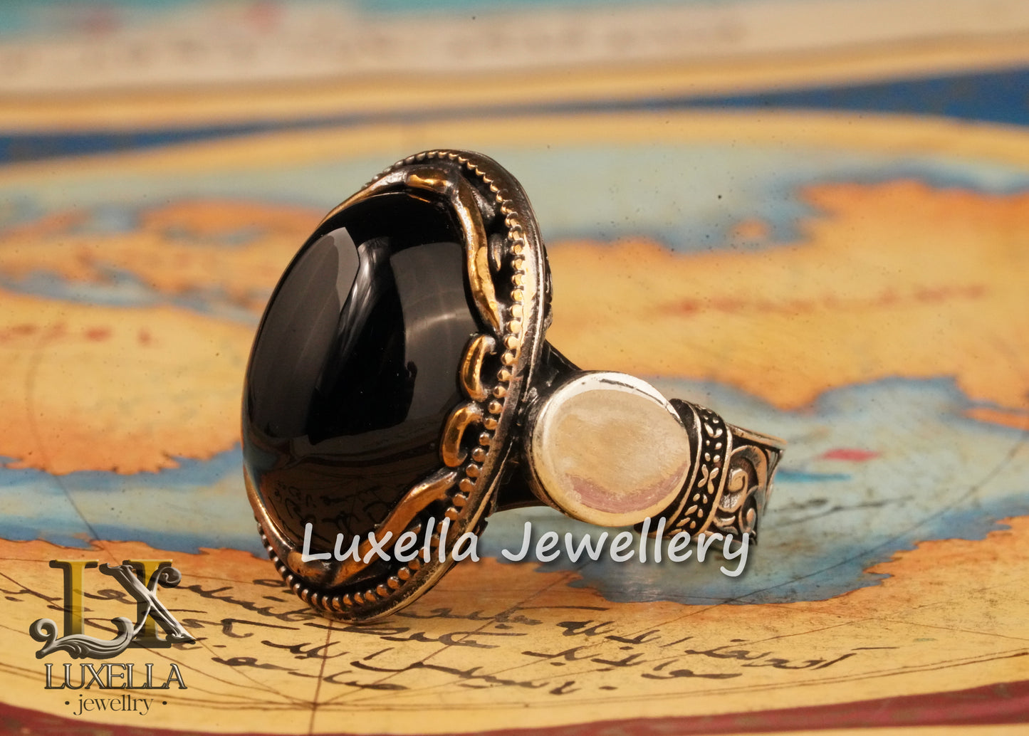 Sterling Silver 925 Onyx Men's Ring -Unique Handmade Men's Ring - Men's Onyx Ring