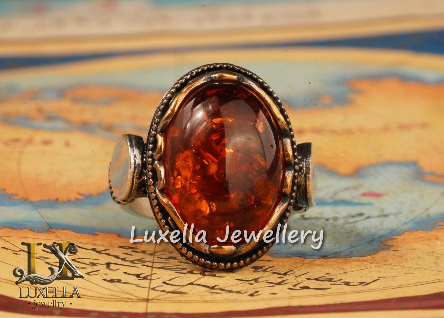 Sterling Silver Amber Men's Ring - Timeless Handcrafted Jewelry Ring For Men