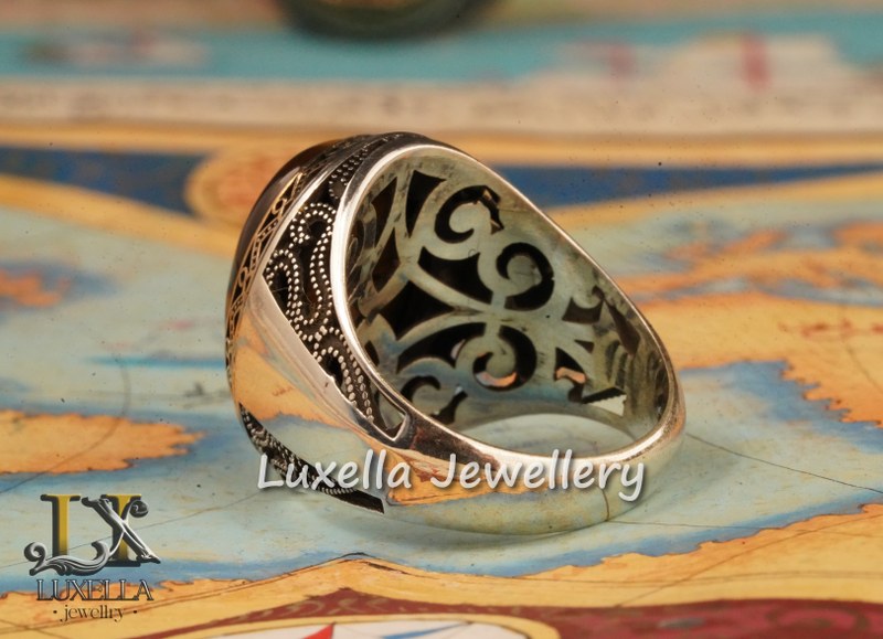 Sterling Silver Tiger's Eye Men's Ring - Handcrafted Unique Silver Ring for Men