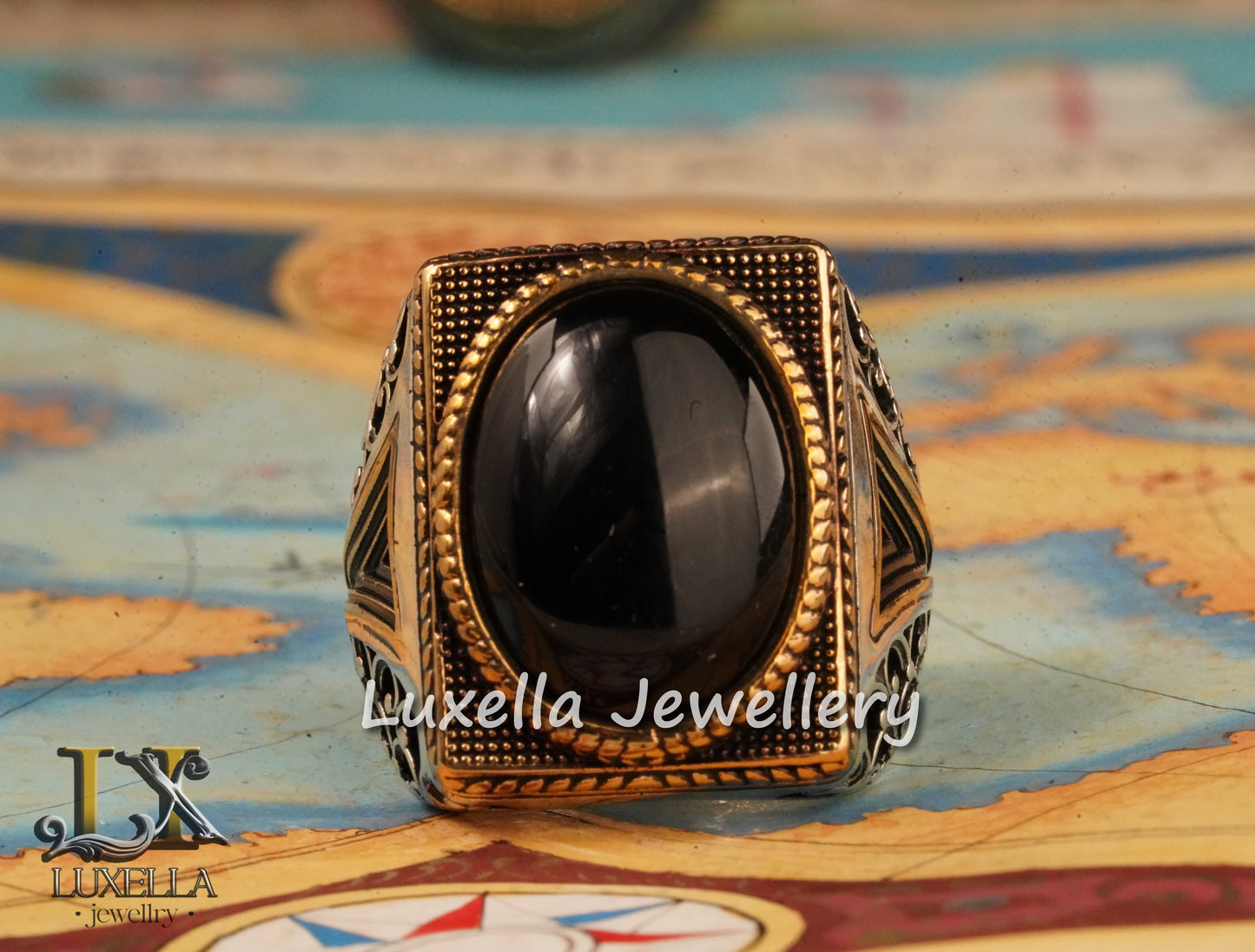 Sterling Silver 925 Onyx Men's Ring -Unique Handmade Men's Ring - Men's Onyx Ring