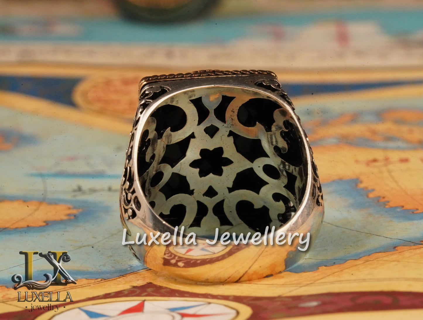 Sterling Silver 925 Onyx Men's Ring -Unique Handmade Men's Ring - Men's Onyx Ring