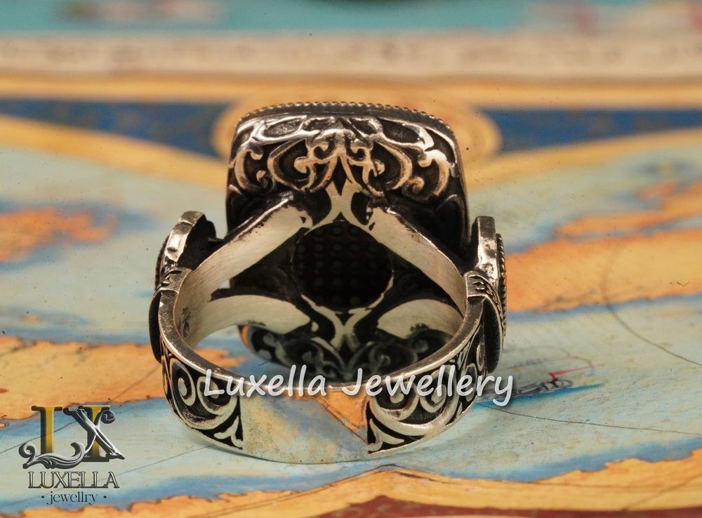 Sterling Silver Turquoise Men's Ring - Handcrafted Statement Jewelry for Men