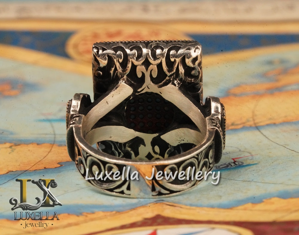 Sterling Silver Turquoise Men's Ring - Handcrafted Statement Jewelry for Men