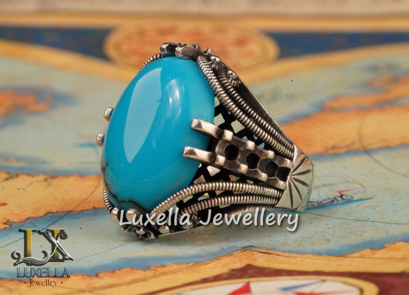 Sterling Silver Turquoise Men's Ring - Handcrafted Statement Jewelry for Men